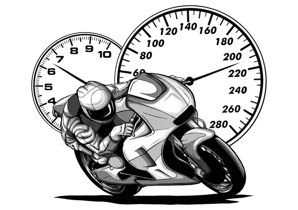 Ilustração vetorial Motocicleta de superbike esportiva com instrumentos — Vetor de Stock