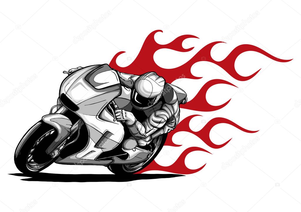 Motorcycle racer sport vector illustration
