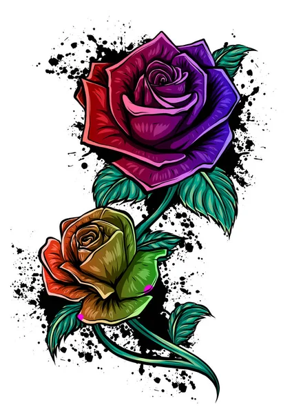 Beau bouquet de roses rouges et de feuilles. Arrangement floral. design carte de vœux et invitation du mariage, anniversaire, Saint Valentin — Image vectorielle