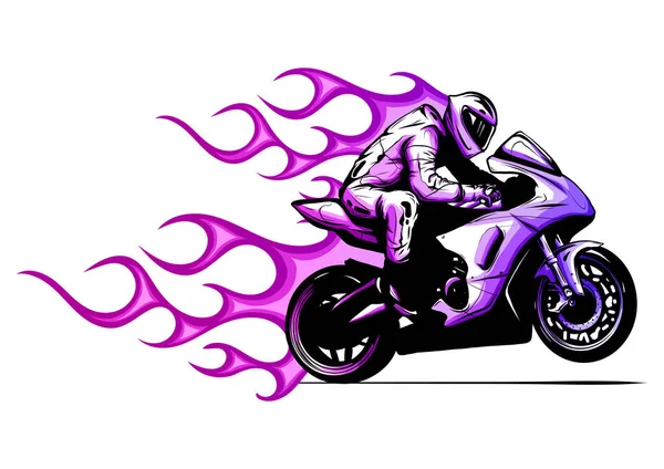 Motorrad mit Feuer und Flammen Vektor Illustration — Stockvektor