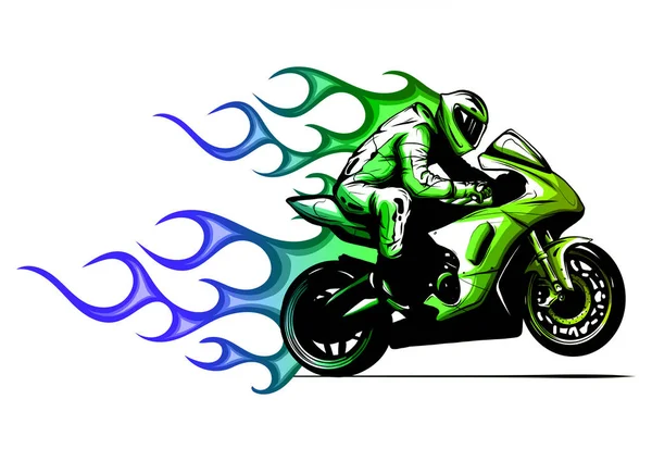 Moto con fuoco e fiamme vettoriale illustrazione — Vettoriale Stock