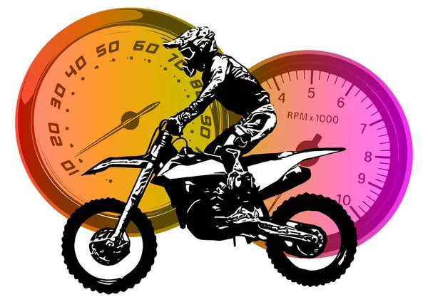 Cavalier moto, silhouette vectorielle abstraite. Course de moto sur route — Image vectorielle