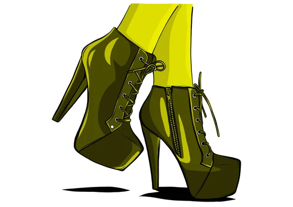 Sexy donna stivali con gambe vettore illustratore — Vettoriale Stock
