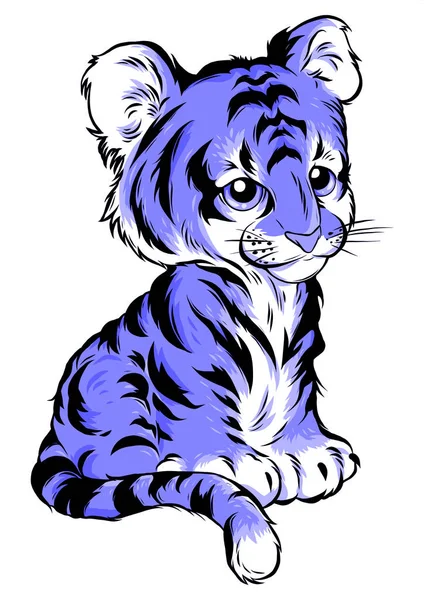 Desenho animado bonito tigre vetor ilustração isolado no fundo branco . — Vetor de Stock