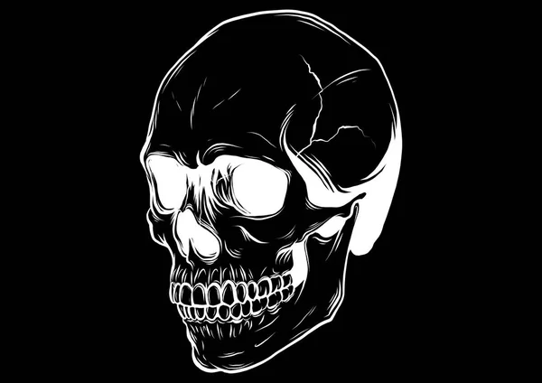 Outline vector skull in black illustration design — Stock Vector
