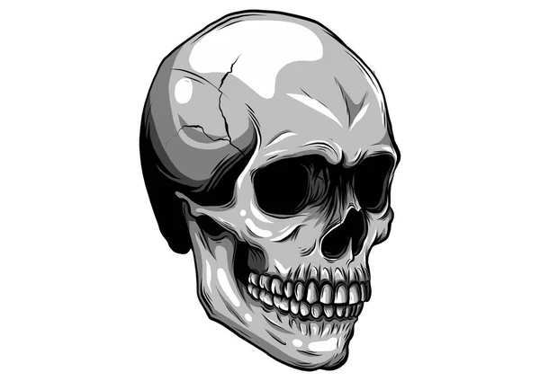 黒いイラストデザインのアウトラインベクトル頭蓋骨 — ストックベクタ