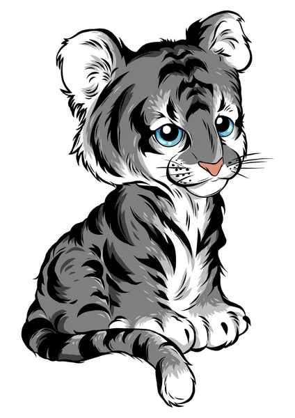 Wektor ilustracja cute baby Tiger leży — Wektor stockowy