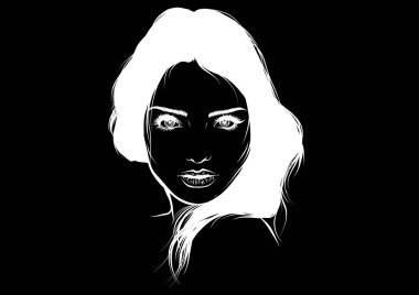 Güzel kadın yüzü el çizimi vektör çizimi çizimi