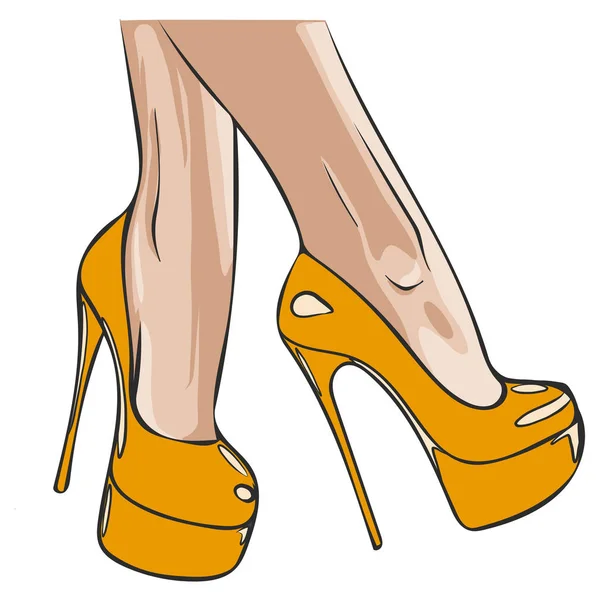 Hosszú karcsú lábak szűk nadrágban és magas sarkú cipőben. Divat, stílus, ruházat és kiegészítők. Vektor illusztráció. Stílusos lány. — Stock Vector