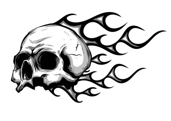 Crâne en feu avec des flammes Illustration vectorielle — Image vectorielle