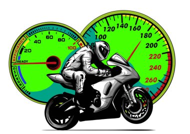 Motosiklet sürücüsü, soyut vektör silueti. Yol motosikleti yarışı