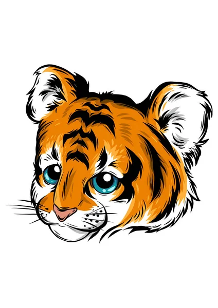 Vector Illustration of cute baby tiger lies — Stock Vector