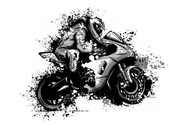 Motocyklista na motocyklu ilustracji wektorowych — Wektor stockowy