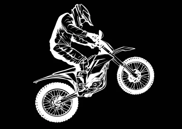 Motocross rider monter l'illustration vectorielle de vélo de motocross — Image vectorielle