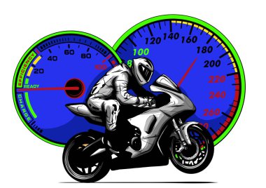 Motosiklet sürücüsü, soyut vektör silueti. Yol motosikleti yarışı