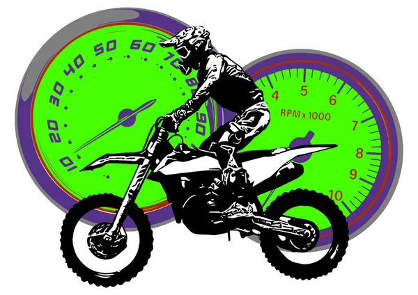 Motorrijder, abstract vectorsilhouet. Motorraces op de weg — Stockvector