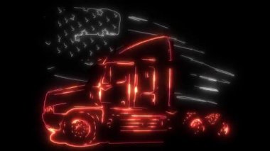 amerikan Kamyon kargo taşıma lazer animasyon