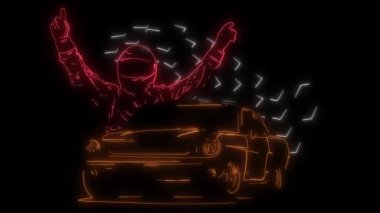 Damalı Bayrak Yarış Pisti animasyonu ile Speeding Racing Car