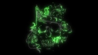 Güllerle dolu bir insan kafatası lazer animasyonu