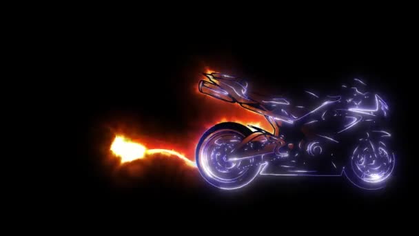 燃烧的摩托车 骑激光动画灯 — 图库视频影像