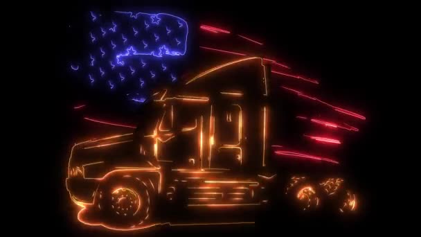 American Truck Cargo Transport Laser Animation — Stock Video