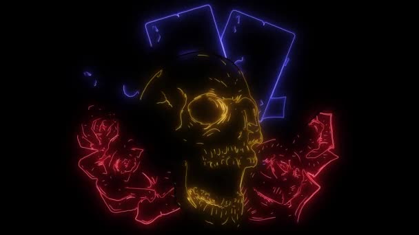 Carte Poker Avec Crânes Animation Laser — Video
