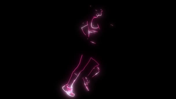 Donna che corre, silhouette, vista laterale — Video Stock