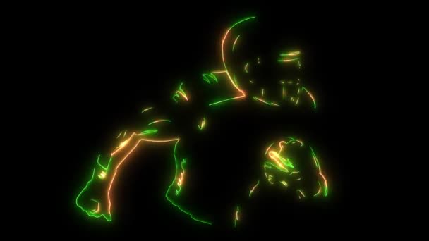 Jogador de futebol americano segurando silhueta de bola. Desporto de equipa — Vídeo de Stock