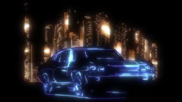 도시 교통, 거리에서 교통. 도시 경관, 건물 및 자동차 레이저 애니메이션 — 비디오