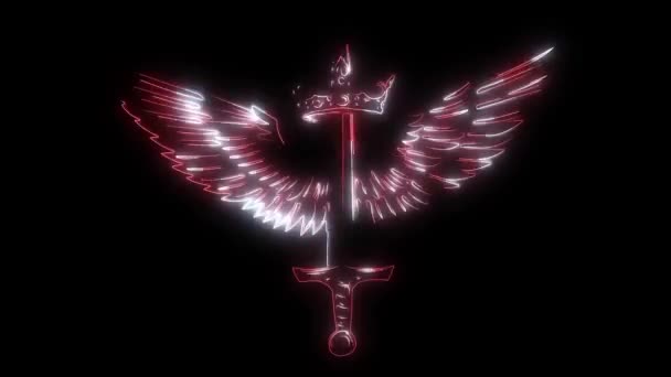 翼と王のアニメーションを持つ剣 — ストック動画