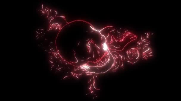 A human skulls with roses laser animation — Stock Video