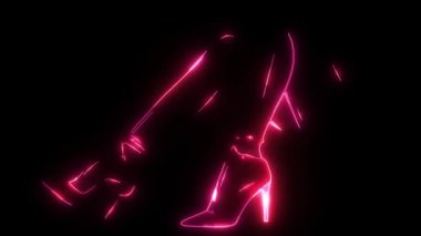 Yüksek Topuk Ayakkabı, Alışveriş Kavramı ile Vintage Glow Signboard. lazer animasyon