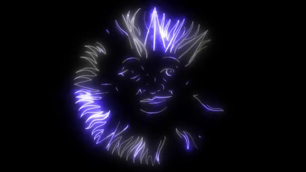 Beautiful sun face symbol video animation — Stock Video