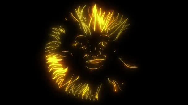 美しい太陽の顔のシンボルビデオアニメーション — ストック動画