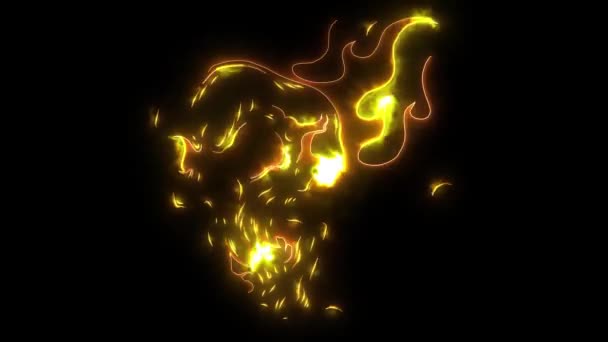 Schädel in Feuer-Laser-Animation — Stockvideo
