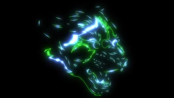 Silhouette tête de tigre, animation vidéo — Video