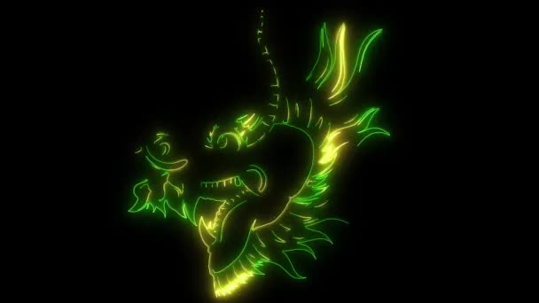 Monster dragon head video animation — Stock Video