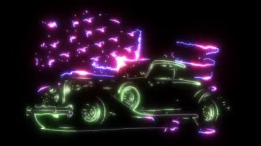 Retro kas araba lazer animasyon