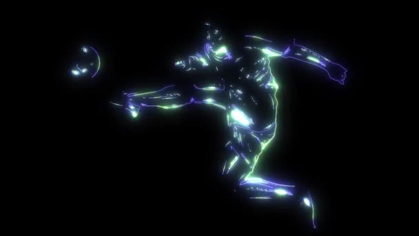Soccer player with a graphic trail video — Stock Video