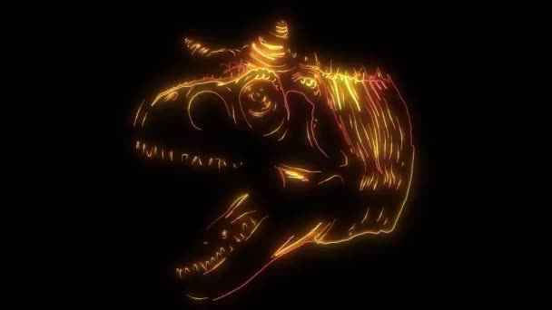 Dinosaurus silhouetten gezicht video laser animatie — Stockvideo