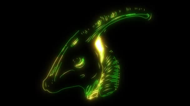 恐竜のシルエット顔ビデオレーザーアニメーション — ストック動画