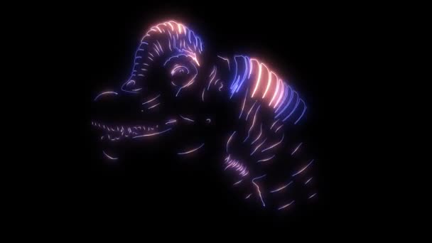 Siluetas de dinosaurios cara de animación láser de vídeo — Vídeos de Stock