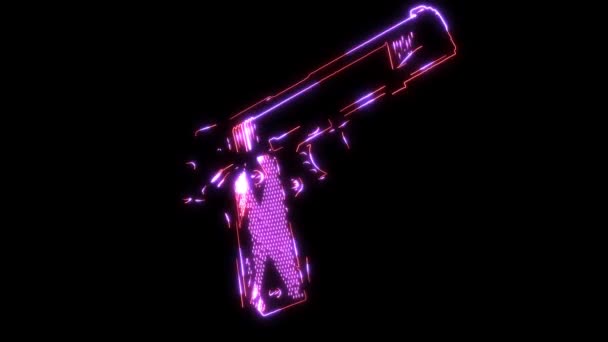 Pistol Gun Icon video animatie laser — Stockvideo