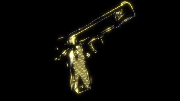 手枪图标视频动画激光 — 图库视频影像