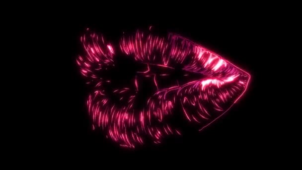 Lápiz labial rojo femenino beso animación video — Vídeo de stock