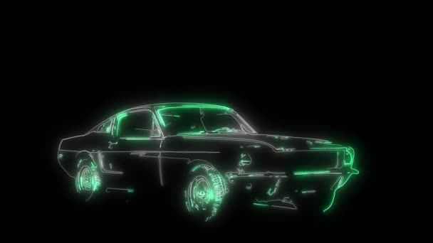 Animación láser de coche músculo retro — Vídeos de Stock