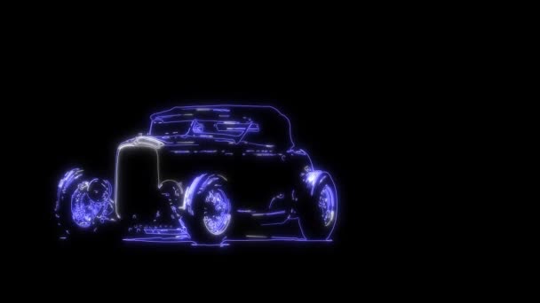 Vintage deporte coche video animación láser — Vídeo de stock