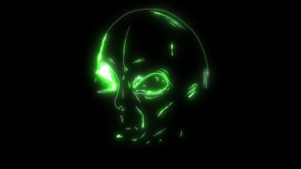 Neon alien face video animation laser — Stock Video