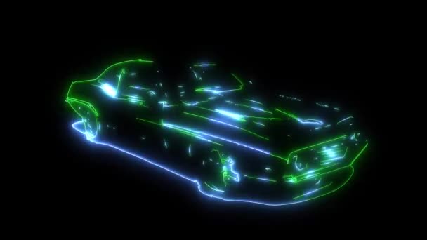 Vintage sport car video laser animation — стоковое видео