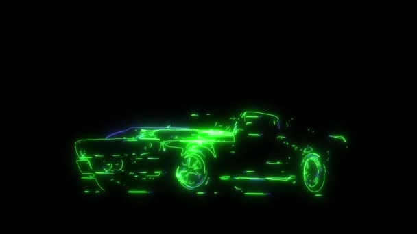 Vintage Sport Car Video Laser Animation — стоковое видео